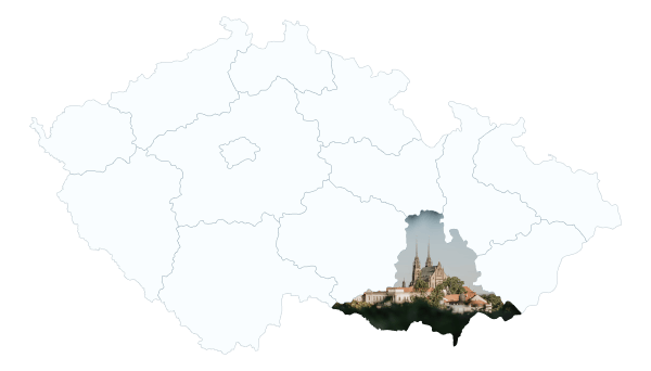 Mapa oblasti působnosti – Brno a Jihomoravský kraj