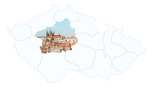 Mapa oblasti působnosti – Praha a okolí