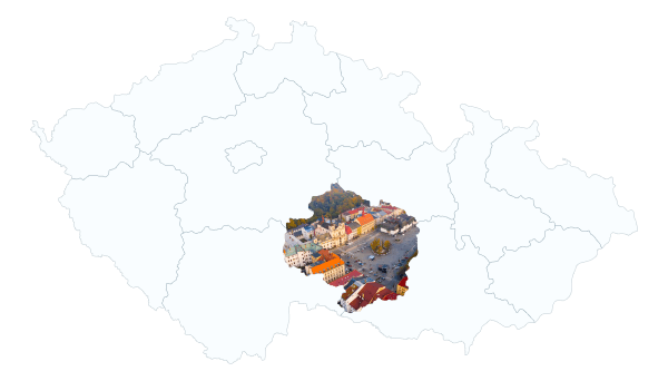 Mapa oblasti působnosti čištění studní – Jihlava, Pelhřimov, Havlíčkův Brod a celá Vysočina