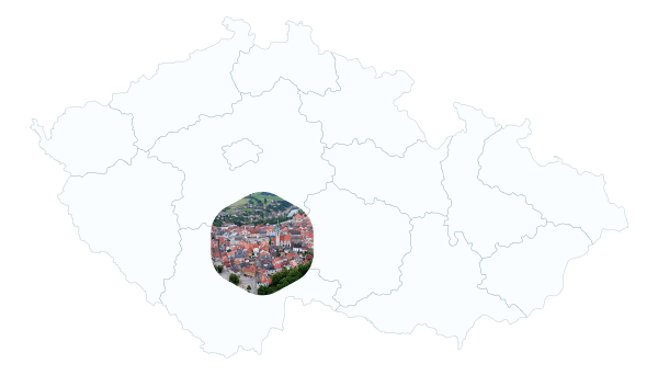 Mapa oblasti působnosti čištění studní – Tábor, Soběslav, Bechyně a okolí